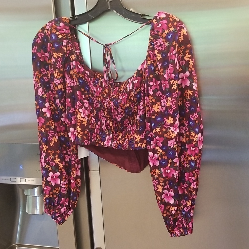 💕ASTR💕 Edwina Floral Corset Long Sleeve Top ~ Purple Floral Print XS NWT - Picture 10 of 14